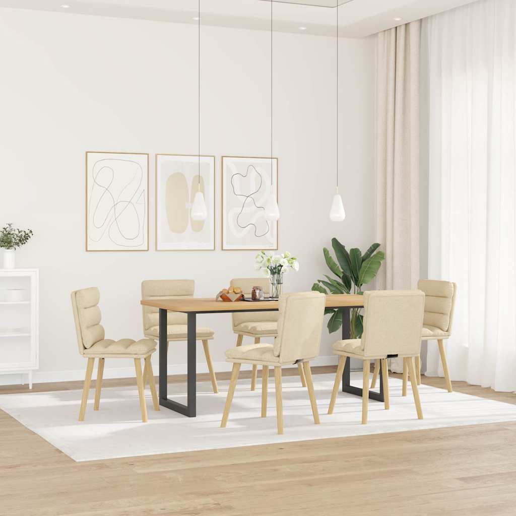 Sedie da Pranzo 6 pz Crema in Tessuto