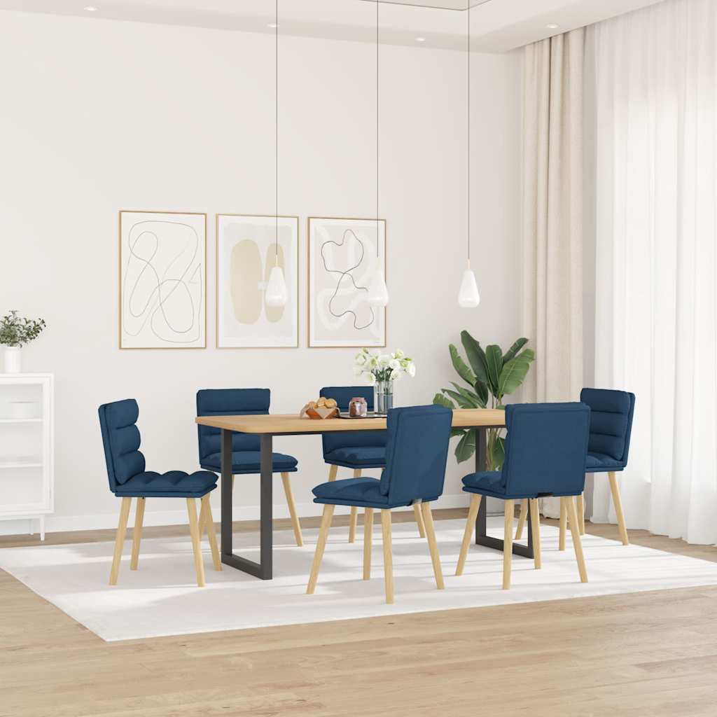 Sedie da Pranzo 6 pz Blu in Tessuto