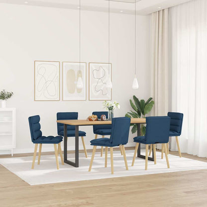 Sedie da Pranzo 6 pz Blu in Tessuto