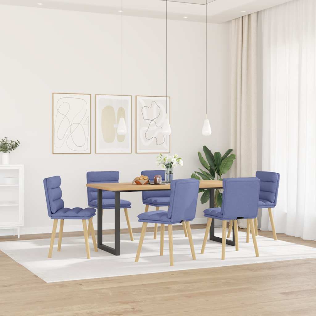 Sedie da Pranzo 6 pz Blu Jeans in Tessuto