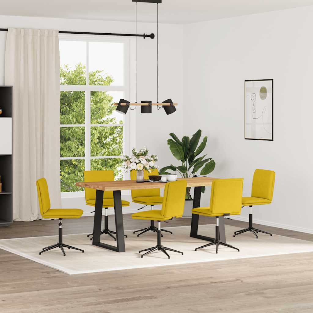 Sedie da Pranzo 6 pz Gialle in Velluto