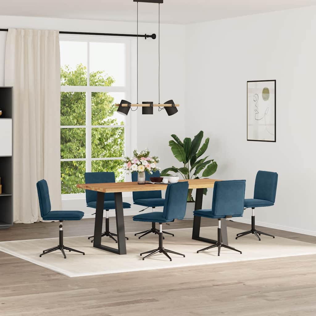 Sedie da Pranzo 6 pz Blu in Velluto