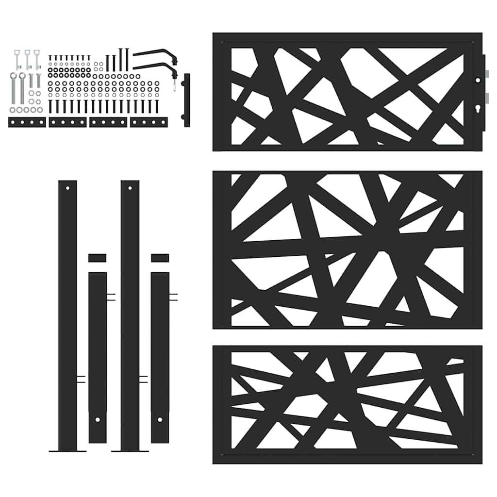 Cancello Giardino Nero 105x130 cm in Acciaio Design Leggero