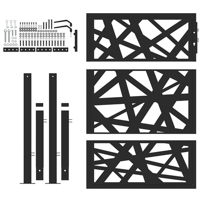 Cancello Giardino Nero 105x130 cm in Acciaio Design Leggero