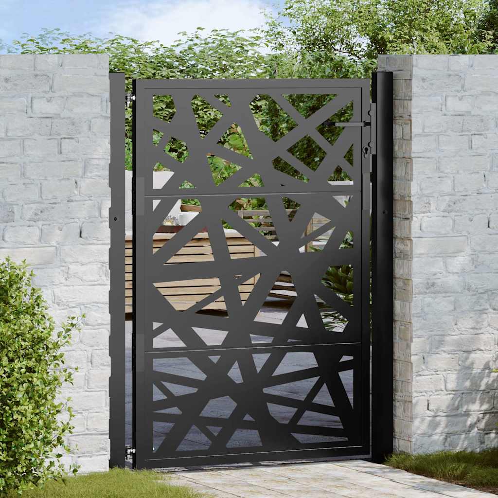 Cancello Giardino Nero 105x130 cm in Acciaio Design Leggero