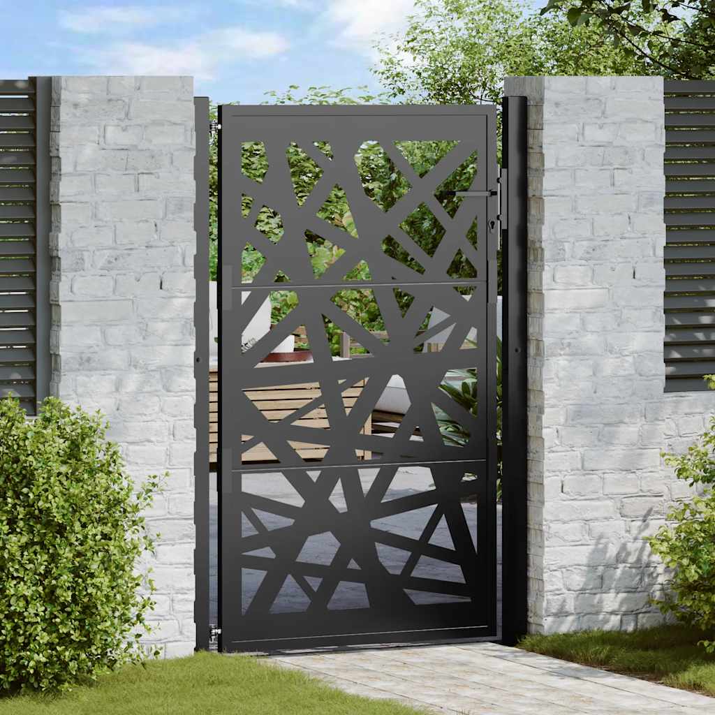 Cancello Giardino Nero 105x155 cm in Acciaio Design Leggero