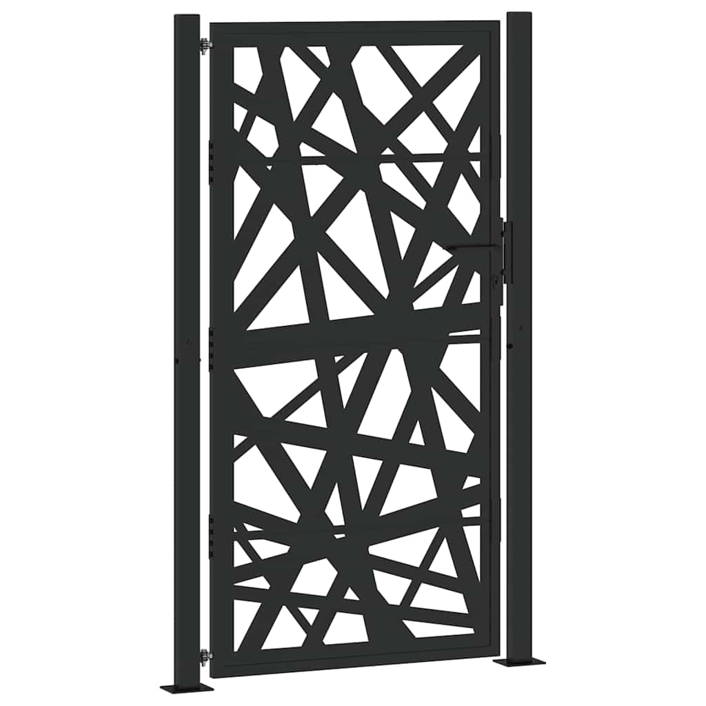 Cancello Giardino Nero 105x180 cm in Acciaio Design Leggero