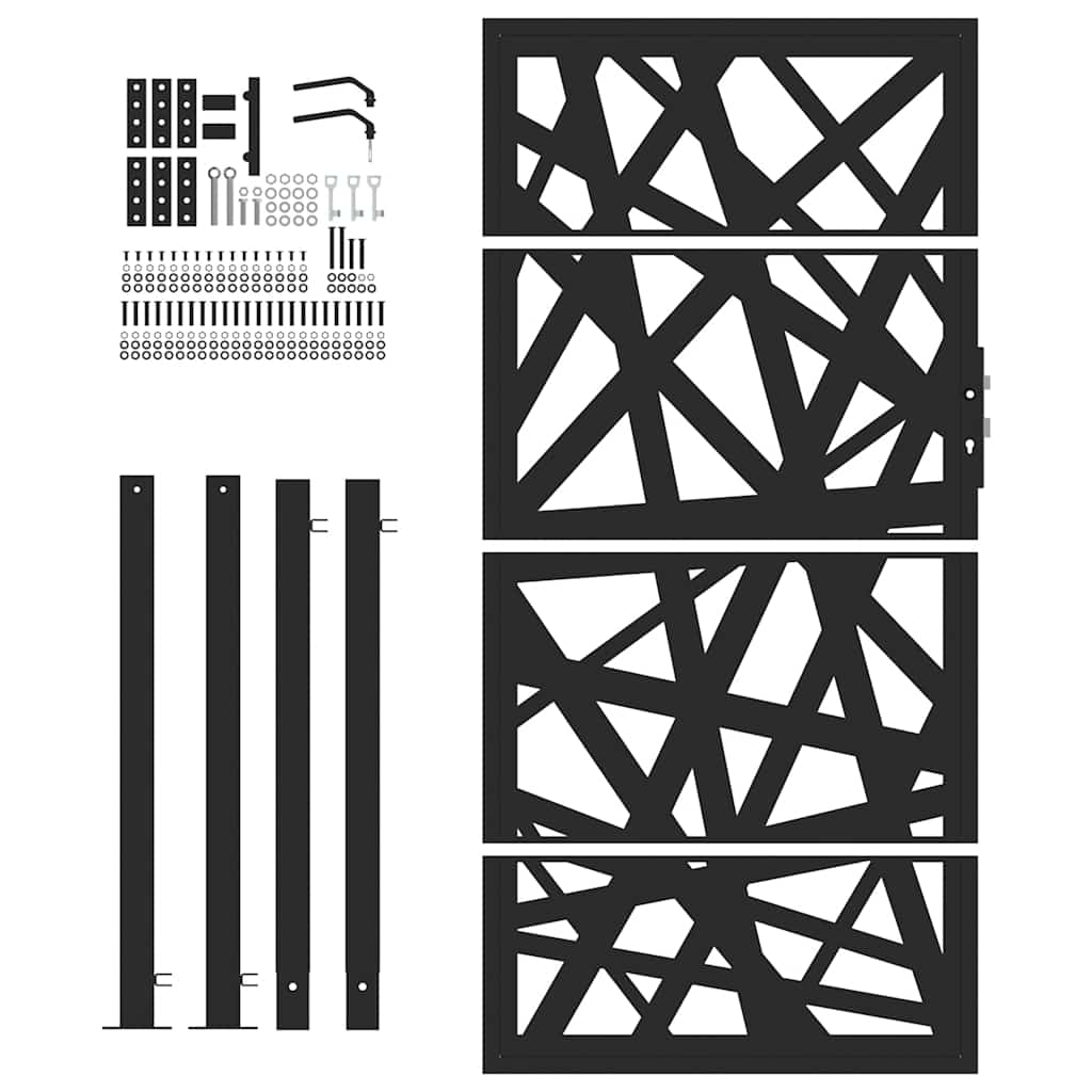 Cancello Giardino Nero 105x180 cm in Acciaio Design Leggero