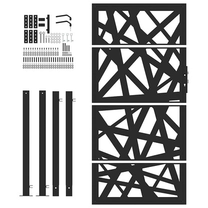 Cancello Giardino Nero 105x180 cm in Acciaio Design Leggero