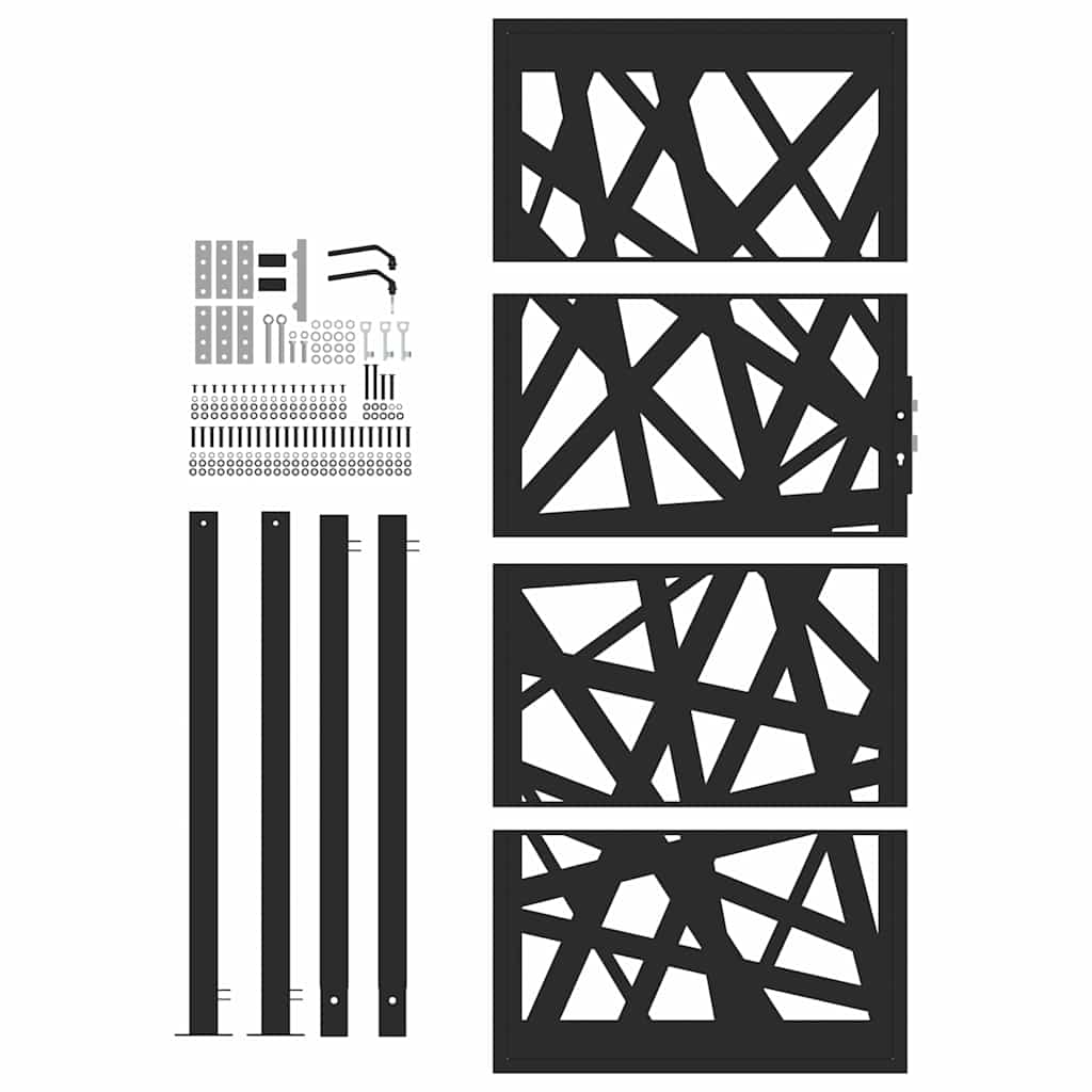 Cancello Giardino Nero 105x205 cm in Acciaio Design Leggero