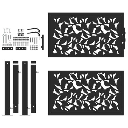 Cancello Giardino Nero 105x106 cm in Acciaio Design a Foglia
