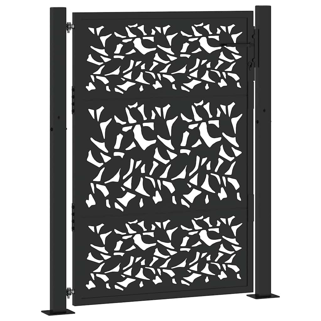 Cancello Giardino Nero 105x130 cm in Acciaio Design a Foglia
