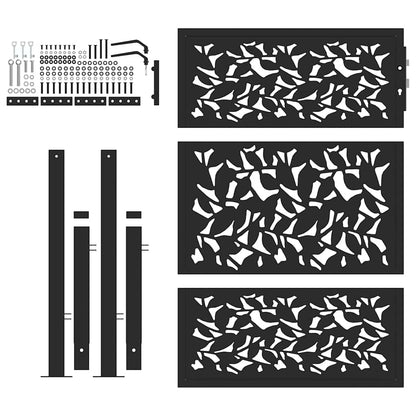 Cancello Giardino Nero 105x130 cm in Acciaio Design a Foglia