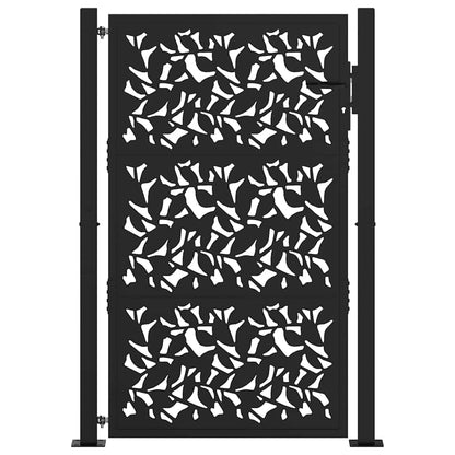 Cancello Giardino Nero 105x155 cm in Acciaio Design a Foglia