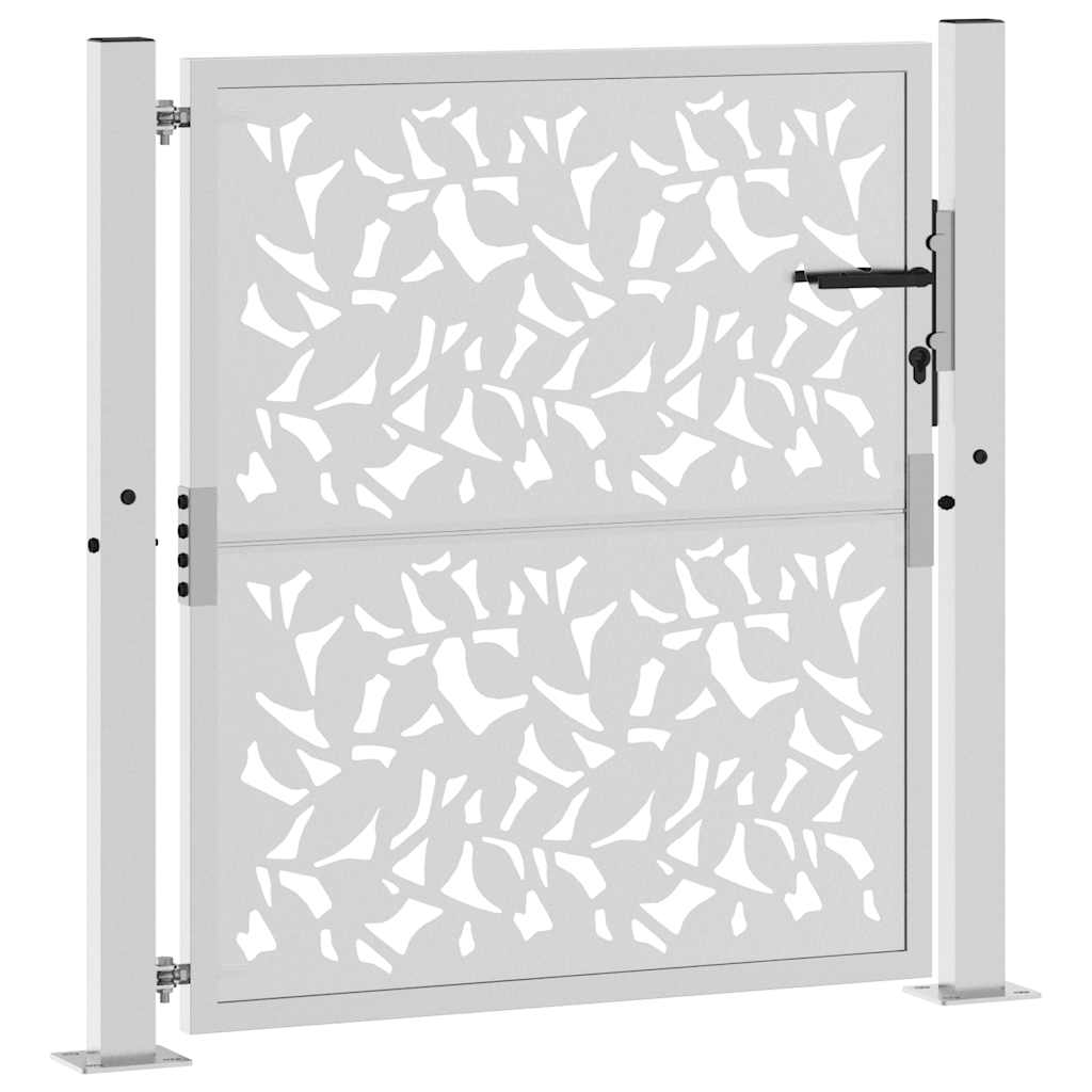 Cancello da Giardino 105x105 cm Acciaio Corten Design a Foglia