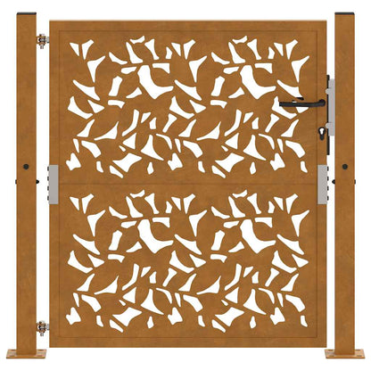 Cancello da Giardino 105x105 cm Acciaio Corten Design a Foglia