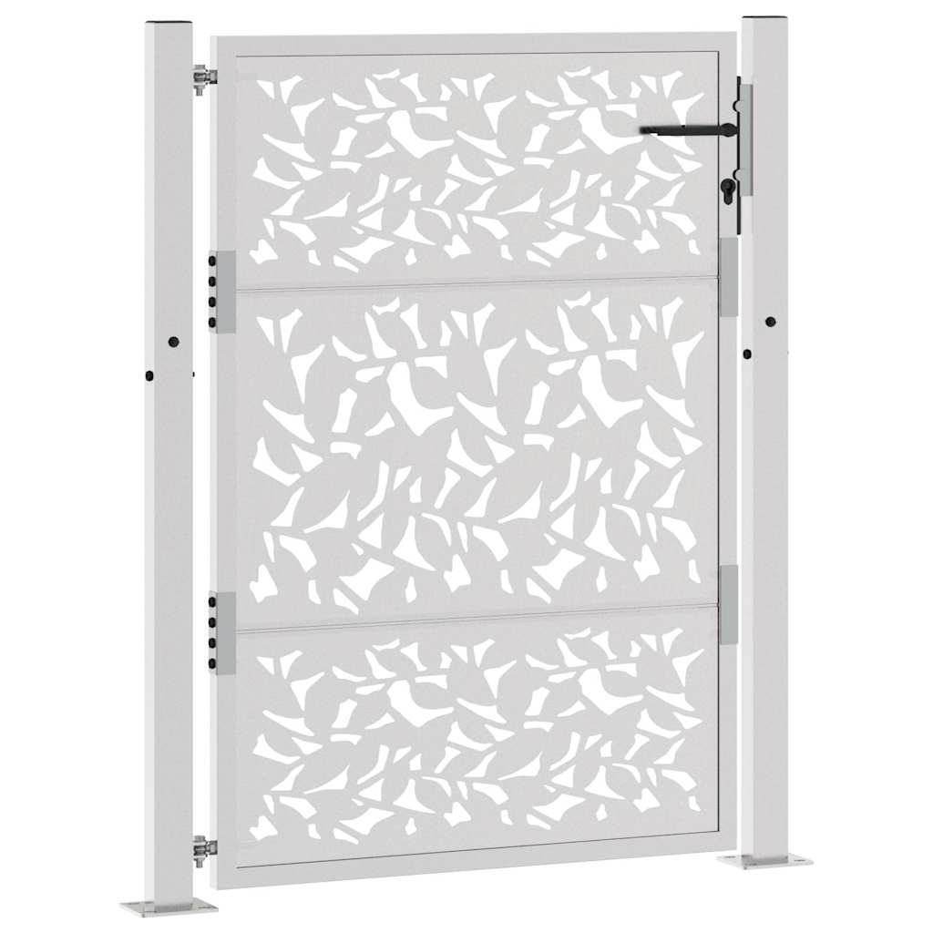 Cancello da Giardino 105x130 cm Acciaio Corten Design a Foglia