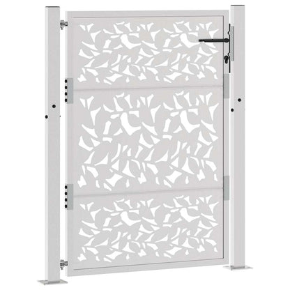 Cancello da Giardino 105x130 cm Acciaio Corten Design a Foglia