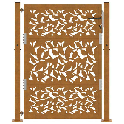 Cancello da Giardino 105x130 cm Acciaio Corten Design a Foglia