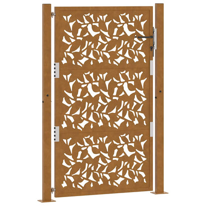 Cancello da Giardino 105x155 cm Acciaio Corten Design a Foglia