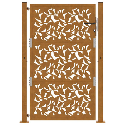 Cancello da Giardino 105x155 cm Acciaio Corten Design a Foglia