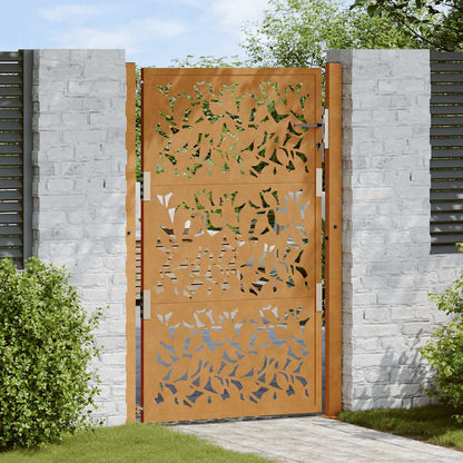 Cancello da Giardino 105x155 cm Acciaio Corten Design a Foglia