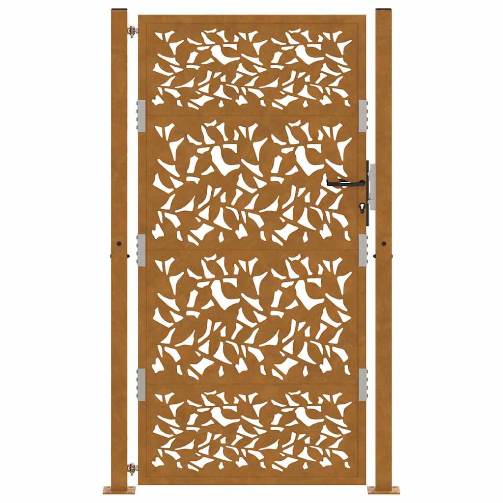 Cancello da Giardino 105x180 cm Acciaio Corten Design a Foglia