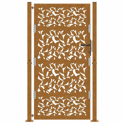 Cancello da Giardino 105x180 cm Acciaio Corten Design a Foglia
