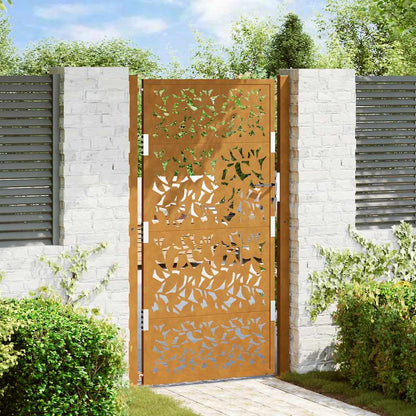 Cancello da Giardino 105x180 cm Acciaio Corten Design a Foglia