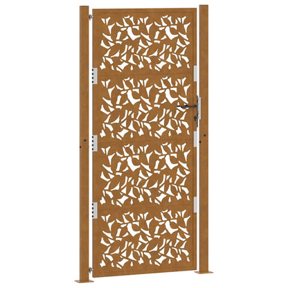 Cancello da Giardino 105x205 cm Acciaio Corten Design a Foglia