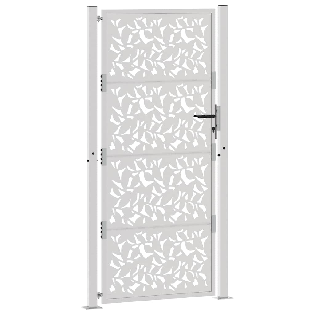 Cancello da Giardino 105x205 cm Acciaio Corten Design a Foglia