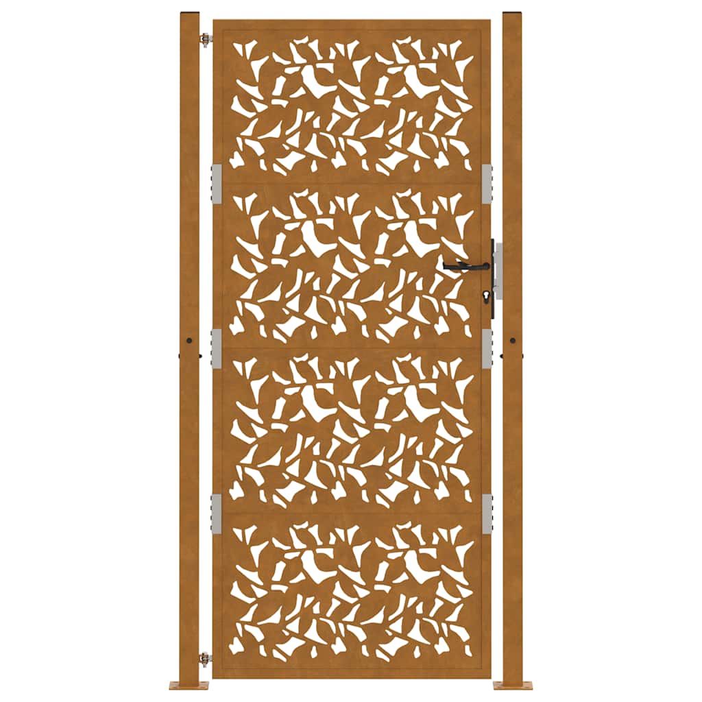 Cancello da Giardino 105x205 cm Acciaio Corten Design a Foglia