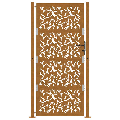 Cancello da Giardino 105x205 cm Acciaio Corten Design a Foglia