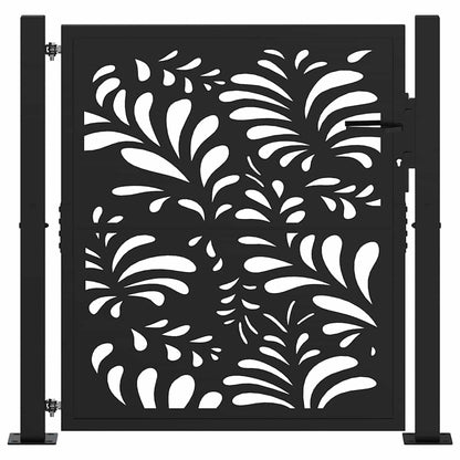 Cancello Giardino Nero 105x106 cm in Acciaio Design Ondulato