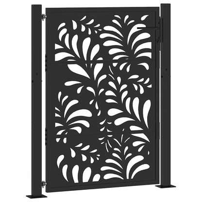 Cancello Giardino Nero 105x130 cm in Acciaio Design Ondulato