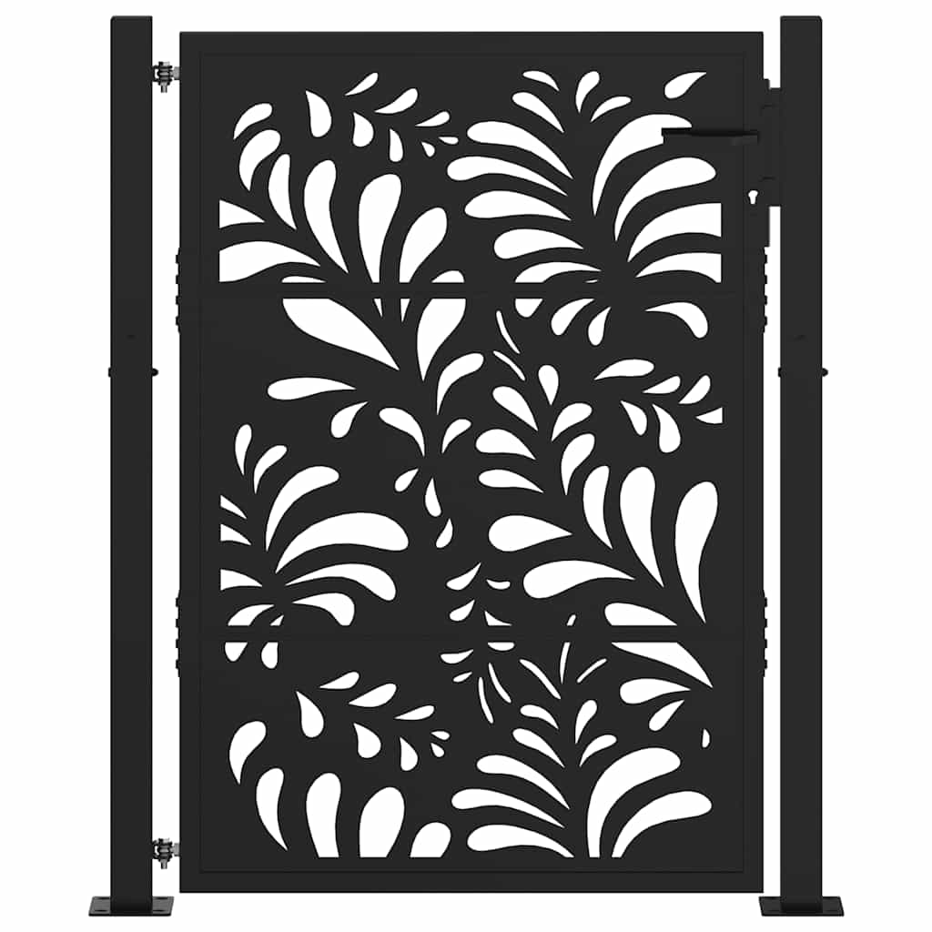 Cancello Giardino Nero 105x130 cm in Acciaio Design Ondulato