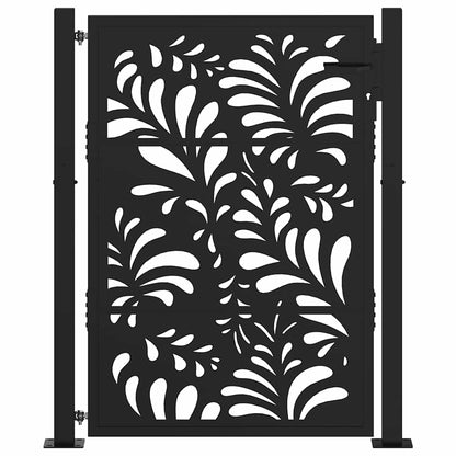 Cancello Giardino Nero 105x130 cm in Acciaio Design Ondulato