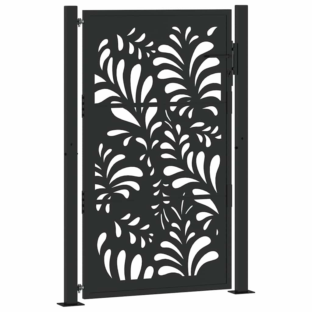 Cancello Giardino Nero 105x155 cm in Acciaio Design Ondulato