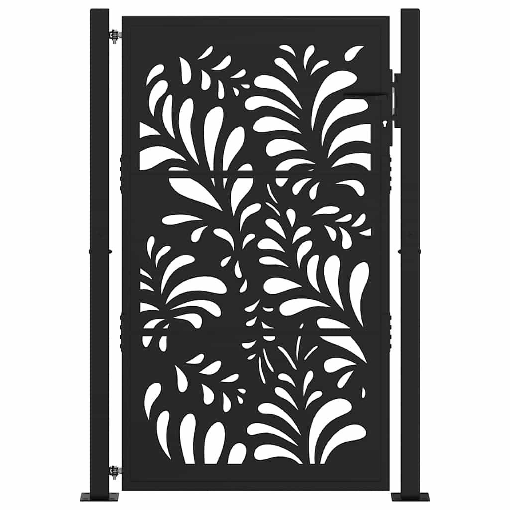 Cancello Giardino Nero 105x155 cm in Acciaio Design Ondulato