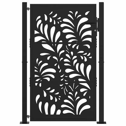 Cancello Giardino Nero 105x155 cm in Acciaio Design Ondulato