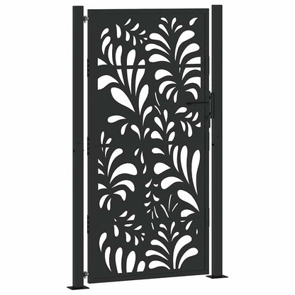 Cancello Giardino Nero 105x180 cm in Acciaio Design Ondulato