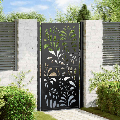 Cancello Giardino Nero 105x180 cm in Acciaio Design Ondulato