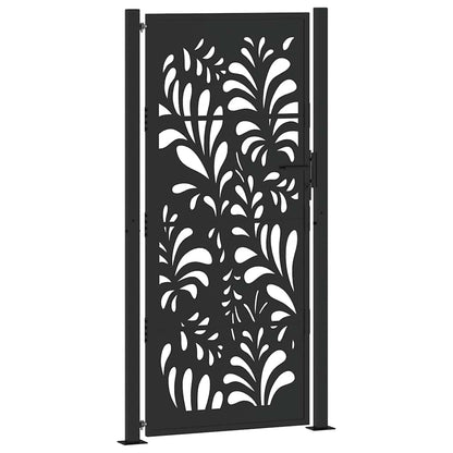 Cancello Giardino Nero 105x205 cm in Acciaio Design Ondulato