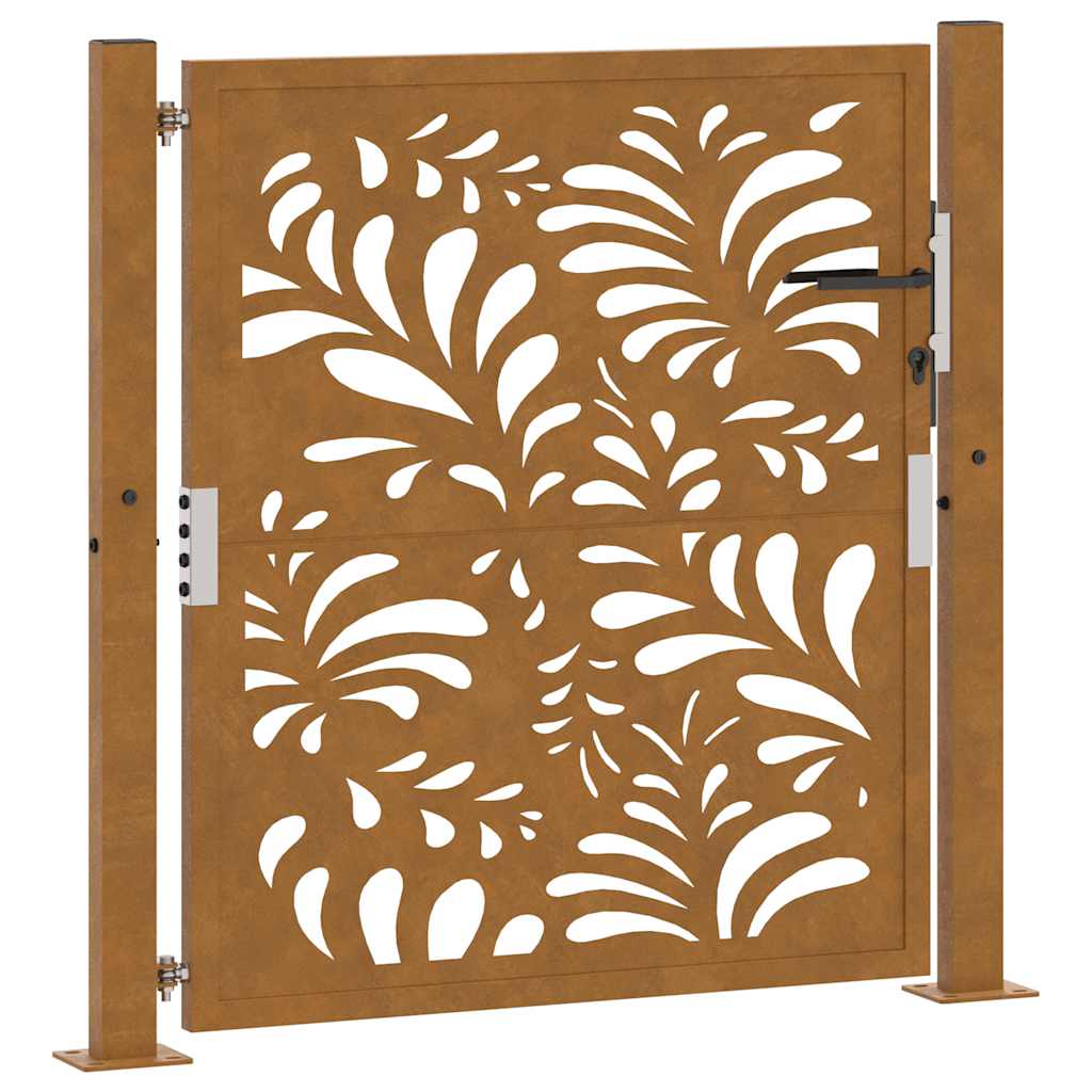 Cancello da Giardino 105x105 cm Acciaio Corten Design Ondulato