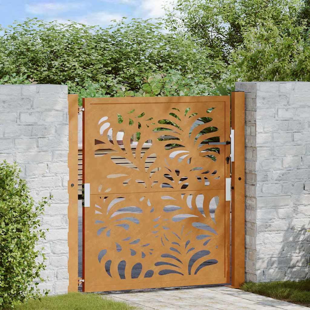 Cancello da Giardino 105x105 cm Acciaio Corten Design Ondulato