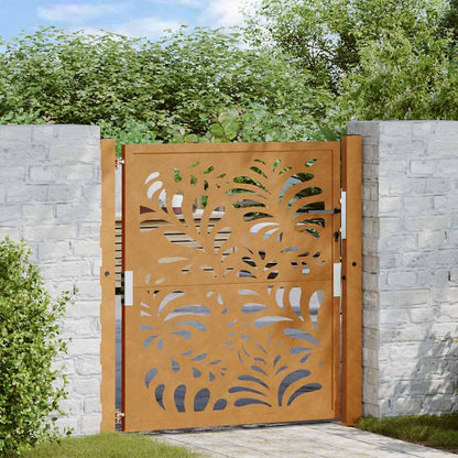 Cancello da Giardino 105x105 cm Acciaio Corten Design Ondulato