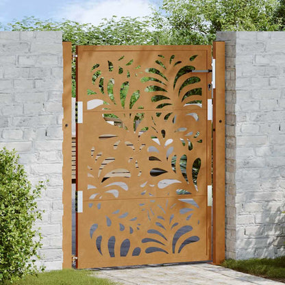 Cancello da Giardino 105x130 cm Acciaio Corten Design Ondulato
