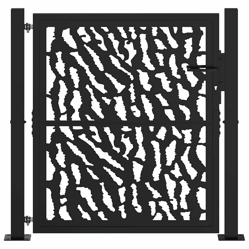 Cancello Giardino Nero 105x106 cm in Acciaio Design a Traccia