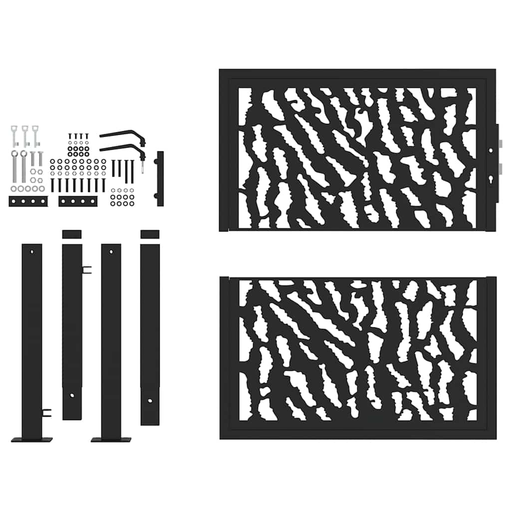 Cancello Giardino Nero 105x106 cm in Acciaio Design a Traccia
