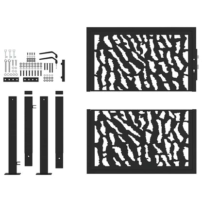 Cancello Giardino Nero 105x106 cm in Acciaio Design a Traccia